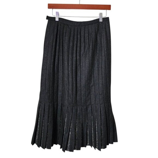 VALENTINO BOUTIQUE 70's wool knife pleated midi skirt avant guard 10