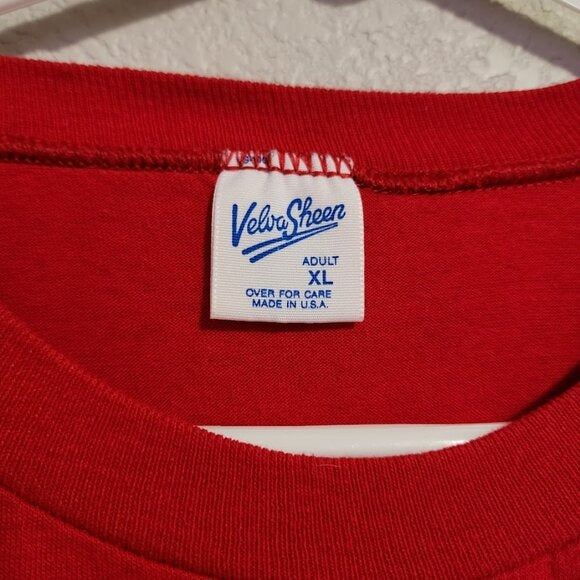 VINTAGE 80s USMC graphic tee in red double sided USA Made single stitch size XL