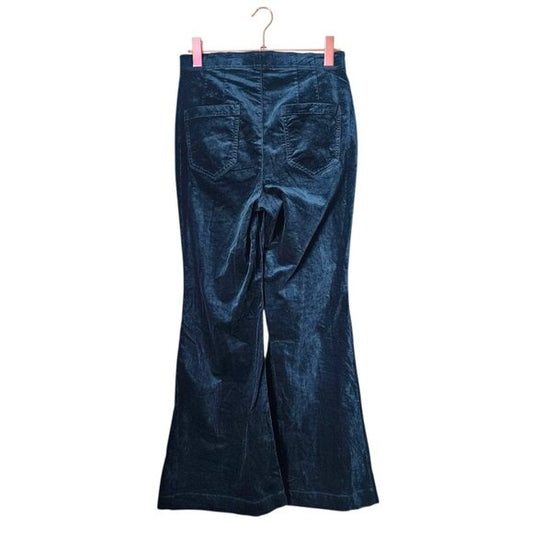 ANTHROPOLOGIE PILCRO Pull on Pants Retro Flare velvet Pants Sea green 29