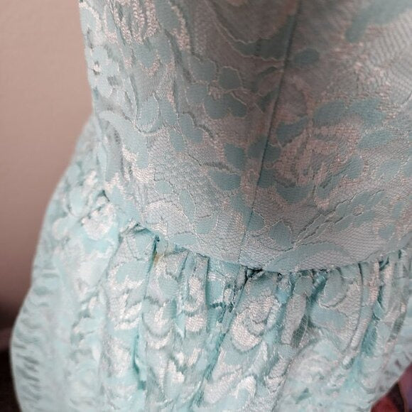 VTG Sweetheart Strapless lace dress Corset Bodice Bows Princess cupcake dress