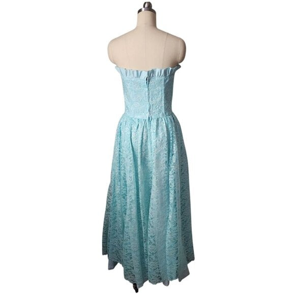 VTG Sweetheart Strapless lace dress Corset Bodice Bows Princess cupcake dress